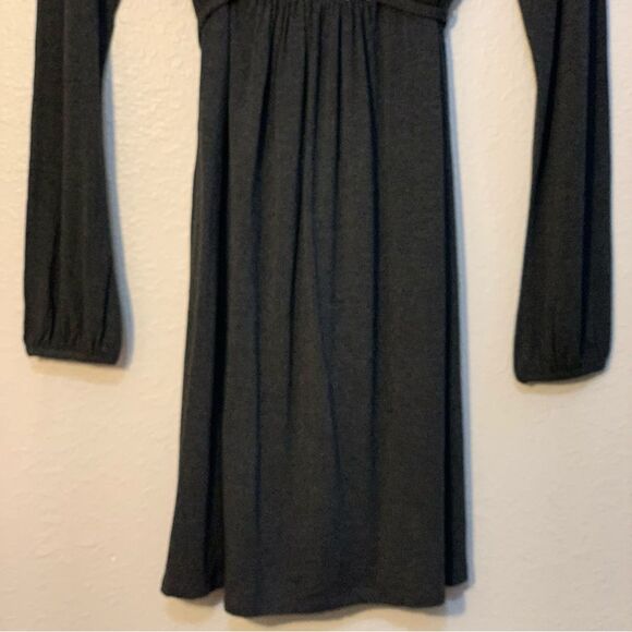 BODEN Dress Women’s 4 Gray Midi V-Neck Tie Back Long Sleeve Empire Waist. NWT - Picture 6 of 13